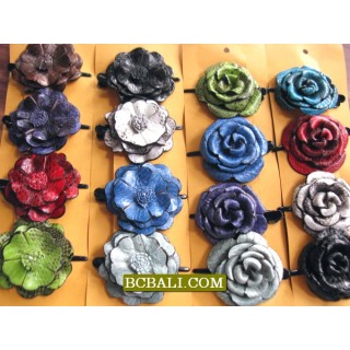 Leather Hair Clips Accessories Flowers Tropical 